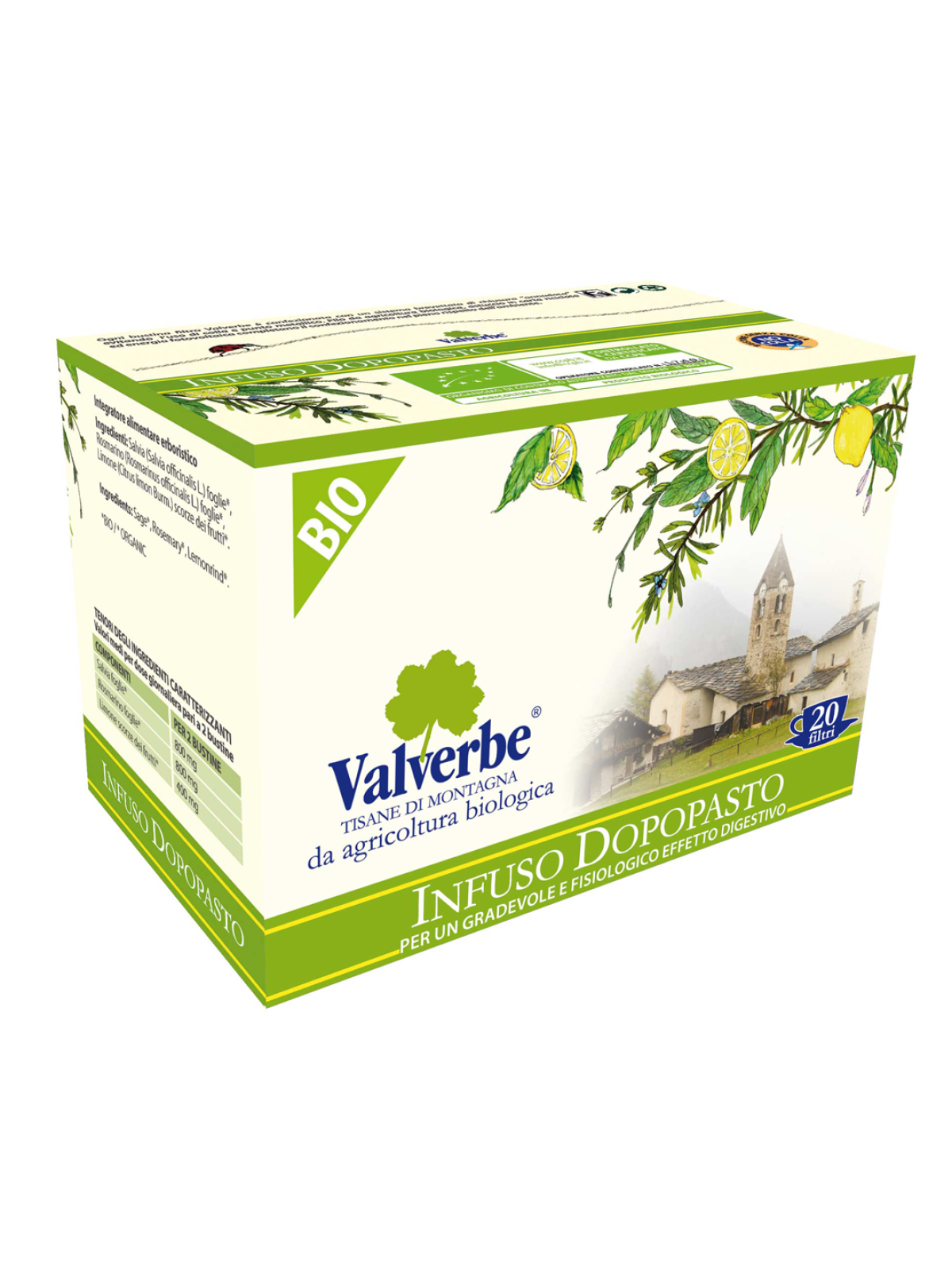 Infuso dopopasto Bio Valverbe box 20g / 20 filtri